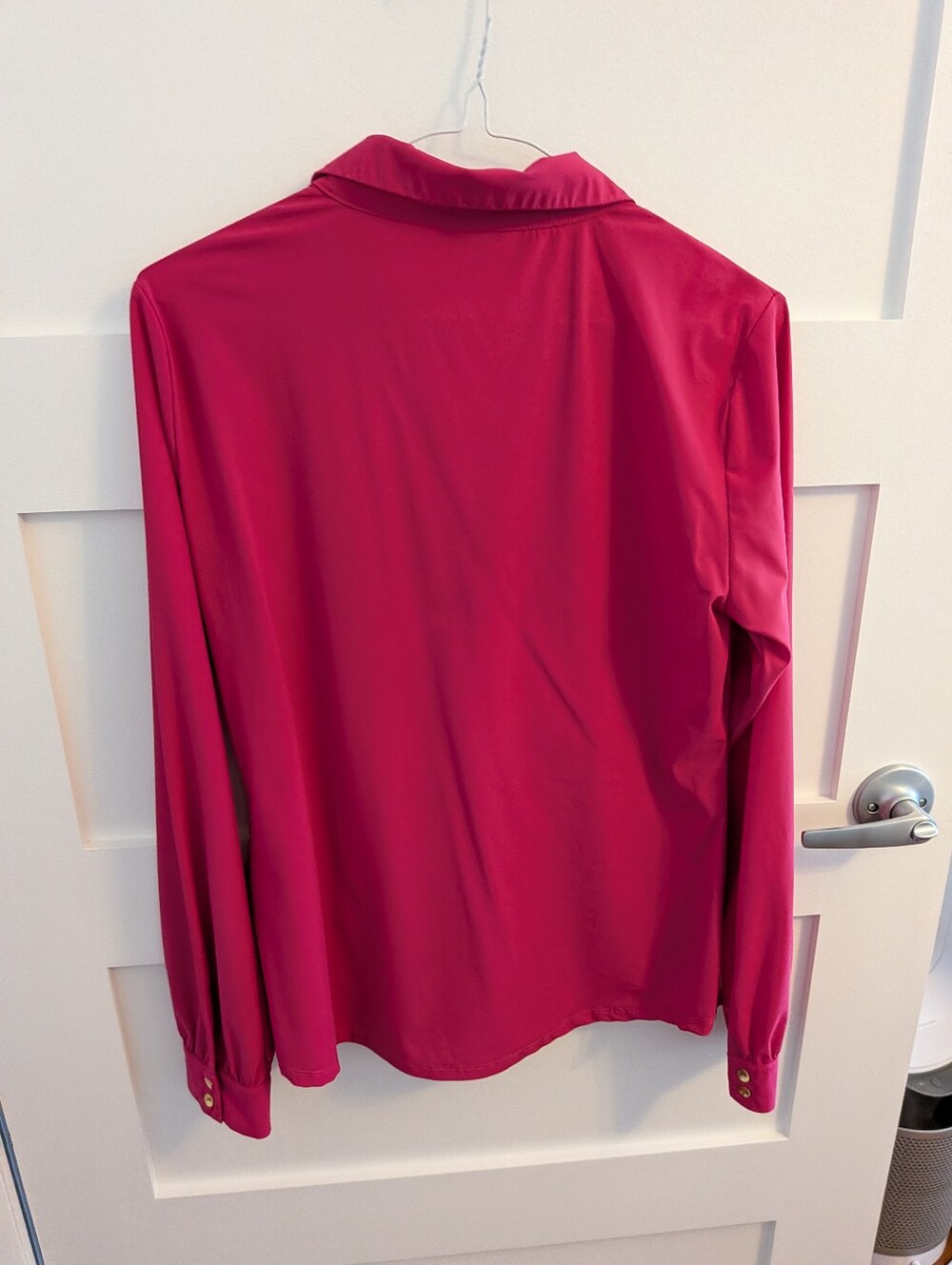 ESQUALO Hot Pink Ruched Button-Front Blouse - Picture 3 of 6